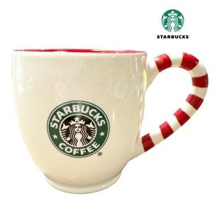 Starbucks Holiday Christmas 2010 Candy Cane handle mug New Bone China